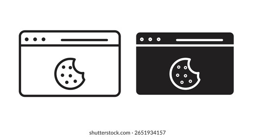 web Cookies icon. Flat and stroke versions. Graphic elements.