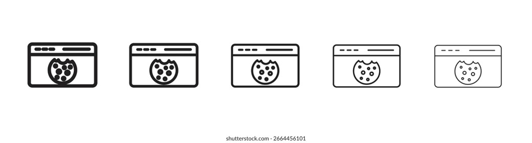 web Cookies ícone linha arte vetor coleção no fundo branco