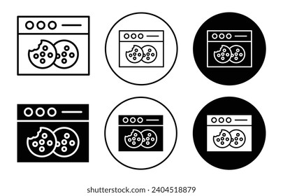 web Cookies icon. online internet surfing website browser cookie data information protection policy. digital social media marketing advertisement using web cookies track symbol. web cache tracking set