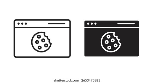 Web Cookies Symbol, Umriss, Vektorzeichen, lineares und durchgezogenes Piktogramm einzeln auf Weiß.
