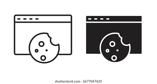 web Cookies icon set line art and glyph design. Eps10