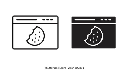 Web Cookies icons in flat and line style set.