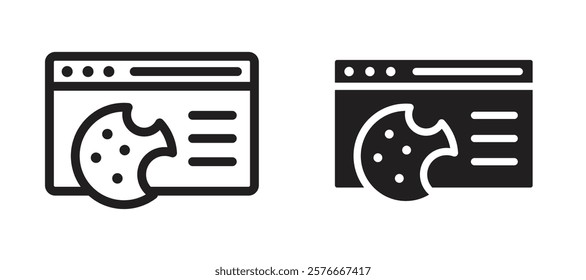 Web Cookies icons in outline and stroke versions