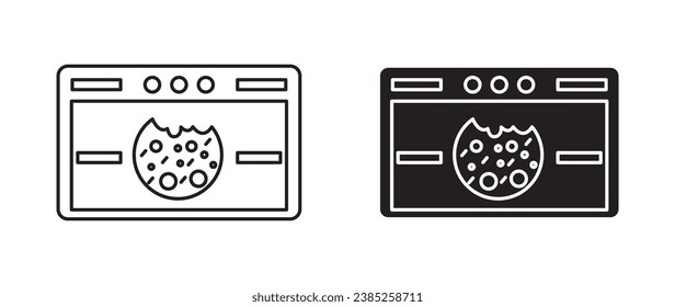 Web Cookies line icon set. Computer browser cookies symbol for UI designs. In black color.