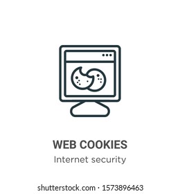 Web cookies outline vector icon. Thin line black web cookies icon, flat vector simple element illustration from editable networking concept isolated on white background