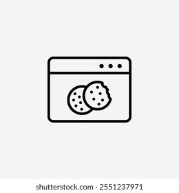 Ícone de linha fina de Web Cookies isolado.