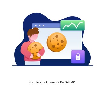 Web Cookies Vector Flat Illustration Cookie policy of personal information data in internet. Can be used for web, app, personal project, etc.