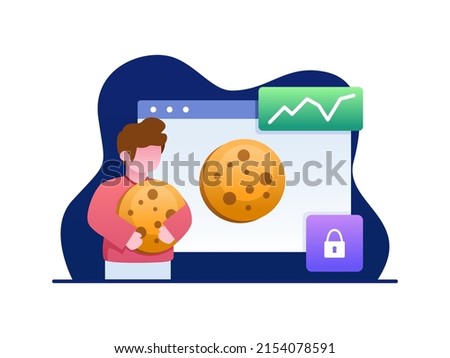 Web Cookies Vector Flat Illustration Cookie policy of personal information data in internet. Can be used for web, app, personal project, etc.