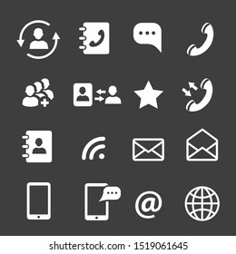 Web coomunication and media icons Chat message speech talk, adress book