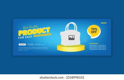 Web cover banner template or ladies' handbag sale social media cover design and products sale online banner design