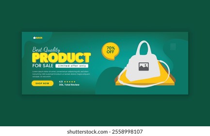 Web cover banner template or ladies' handbag sale social media cover design and products sale online banner design