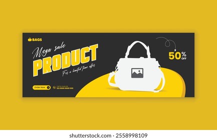 Web cover banner template or ladies' handbag sale social media cover design and products sale online banner design