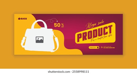 Web cover banner template or ladies' handbag sale social media cover design and products sale online banner design