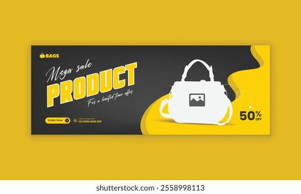 Web cover banner template or ladies' handbag sale social media cover design and products sale online banner design