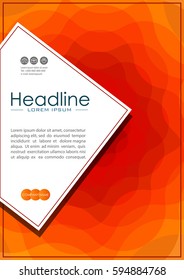 Web cover design with orange abstract wave background. Vector.