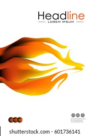 Web cover design template in A4 with flames of fire. Good for journals, conference, banner, flyer, book, booklet, presentation. Vector EPS8
