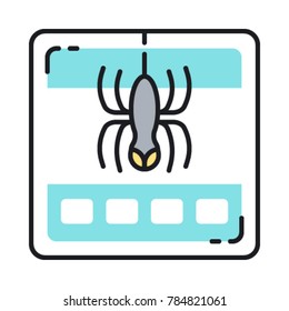 Web crawler flat icon. Vector illustration of online spider crawling software, tool, internet bot indexing web content. 