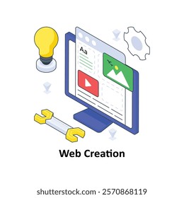 Web Creation isometric Colored illustration. EPS File stock illustration