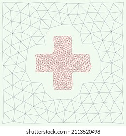 Web cross abstract mesh line. triangles or broken a part cross. Stock vector illustration isolated on white background.