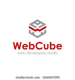 Web Cube Logo Letter W Box