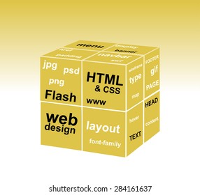 Web cube with words