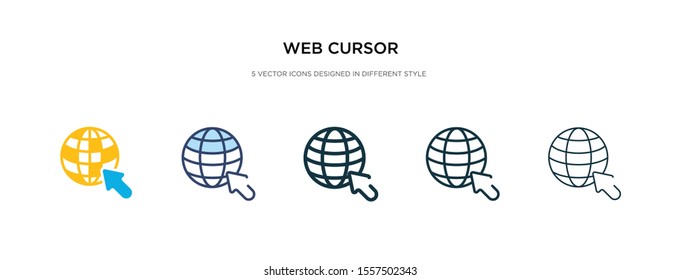 web cursor icon in different style vector illustration. two colored and black web cursor vector icons designed in filled, outline, line and stroke style can be used for web, mobile, ui