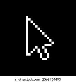 Web cursor icon. Symbol for control or selection on a monitor. Pixel arrow. Graphical interface element.