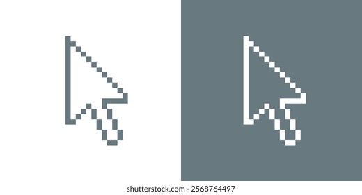 Web cursor icon. Symbol for control or selection on a monitor. Pixel arrow. Graphical interface element.