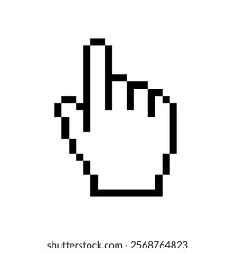 Web cursor icon. Symbol of control or selection on the monitor. Pixel hand. Element of the graphical interface.