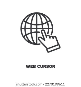 web cursor icon. Thin line web cursor icon from marketing collection. Outline vector isolated on white background. Editable web cursor symbol can be used web and mobile