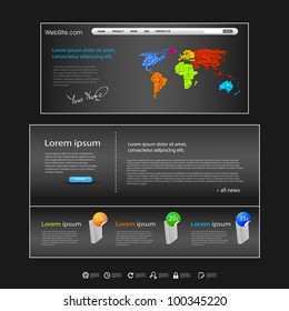 web site escuro com mapa do mundo