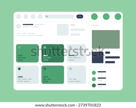 Web Dashboard UI Kit Vector – Modern Admin Panel Interface with Cards and Widgets