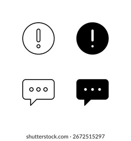Web Dashboard Warning and Message Icons in Mixed Line and Solid