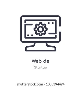 web de outline icon. isolated line vector illustration from startup collection. editable thin stroke web de icon on white background