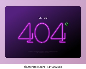Web Design 404 Error Page Neon Light Glowing Dark Green Colour