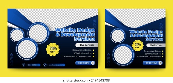 Web Design Ads banner for landing page and social media post template design. vector
