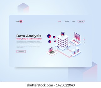 web design, banner slider, technology cryptocurrency and blockchain isometric composition, analysts and managers working on crypto start up. Isometric vector illustration