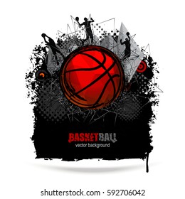 Web design for basketball. Collage Sports. Grunge banner. Polygon style.  EPS file is layered.