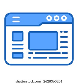 Web design blue color icon. Simple vector icon design in blue color style. Editable vector format