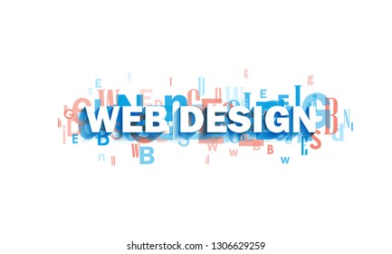 WEB DESIGN blue and coral typography banner
