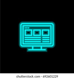 Web design blue glowing neon ui ux icon. Glowing sign logo vector