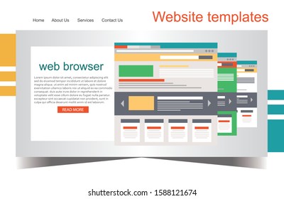 Web Design Browser. Responsive web design - vector template