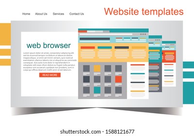 Web Design Browser. Responsive web design - vector template
