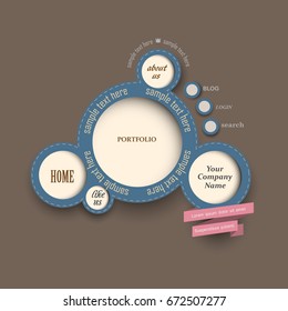 Web design bubbles vintage style. Vector template for web design