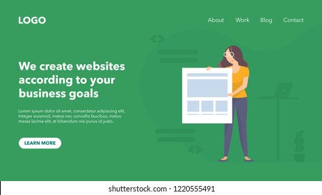 Web design business. Modern flat color  websites and landing page