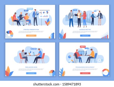 Web design business presentation templates flat vector illustration