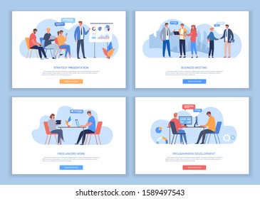 Web design business presentation templates flat vector illustration