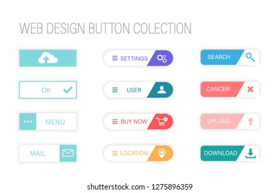 web design buttons. colorful button set on white background. Flat line gradient button collection.Web Elements Vector Button Set