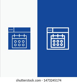 Web, Design, Calendar, Date Line and Glyph Solid icon Blue banner Line and Glyph Solid icon Blue banner