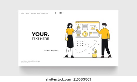 Diseño web con carácter. concepto de interfaz de usuario UX, aprendizaje en línea
